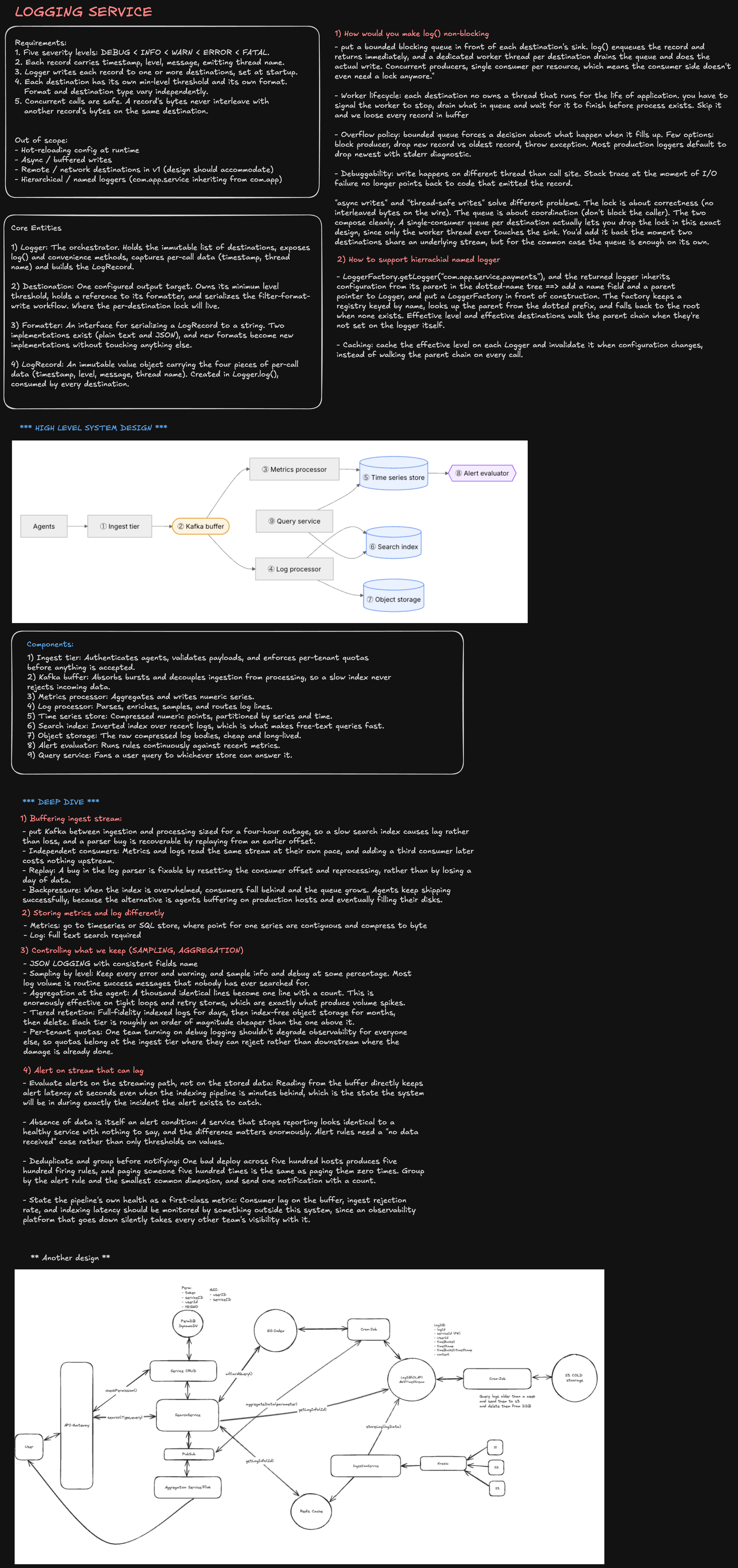 Logging service architecture and deep dive