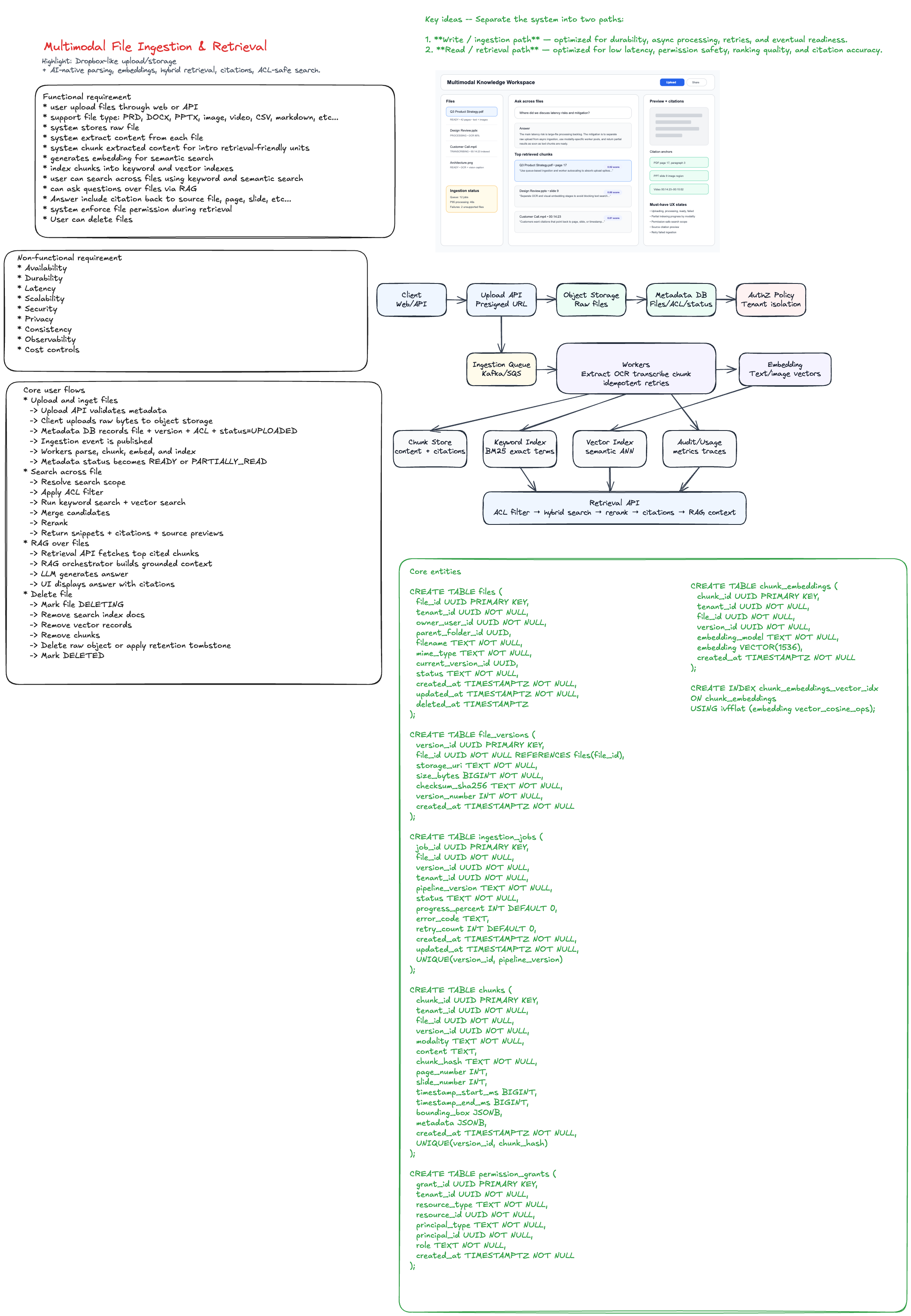 Multimodal file component architecture and request flow